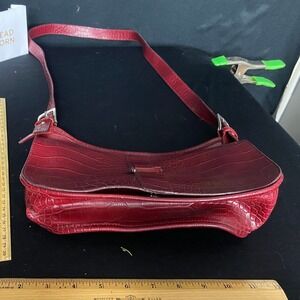 Chic Red Embossed Croc Shoulder Bag Women's Small Handbag Purse